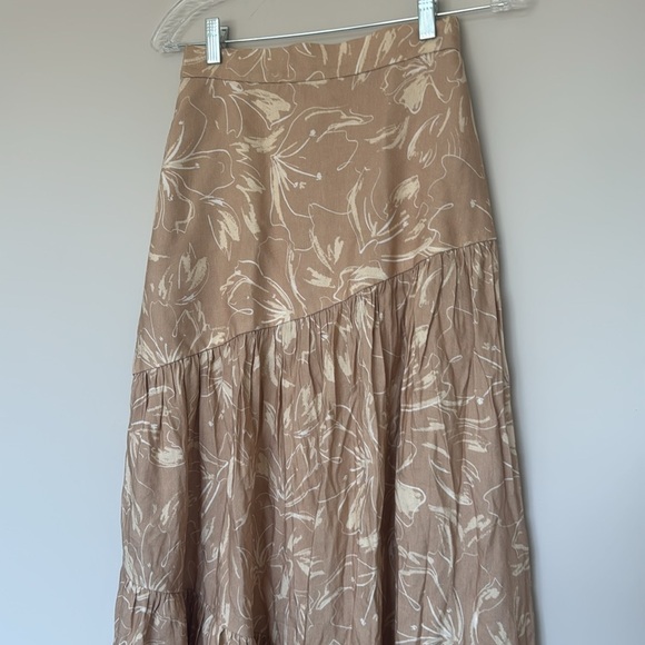 Significant Other Carina Linen Blend Maxi Skirt in Tan/White - 2 - Picture 3 of 4